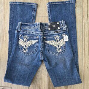 Miss Me Winged Cross Rhinestone Bootcut Jeans